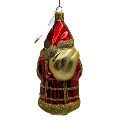 Patricia Breen Santa and Teddy Red Plaid Gold Christmas Holiday Tree Ornament