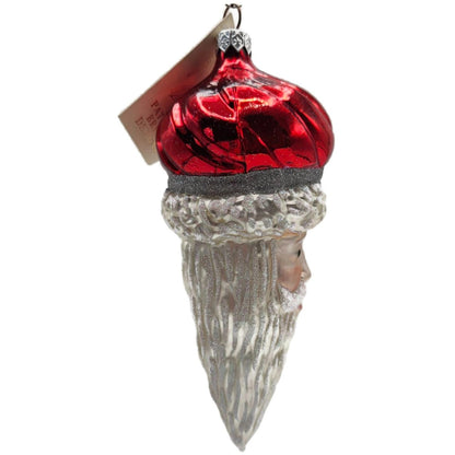 Patricia Breen Minsk Santa Red Shiny Santa Head Christmas Tree Ornament