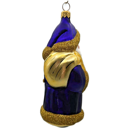 Patricia Breen Santa and Teddy Bear Purple Gold Christmas Tree Ornament