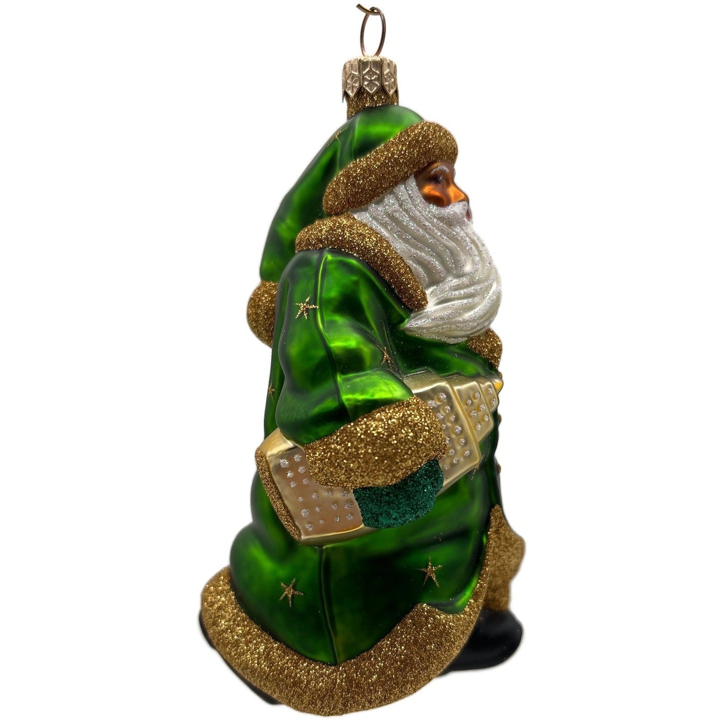 Patricia Breen City Santa Claus Green Ethnic Gold Stars Christmas Tree Ornament