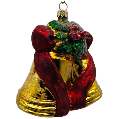 Christopher Radko Noel's Bells Gold Red Christmas Tree Ornament 97-208-0