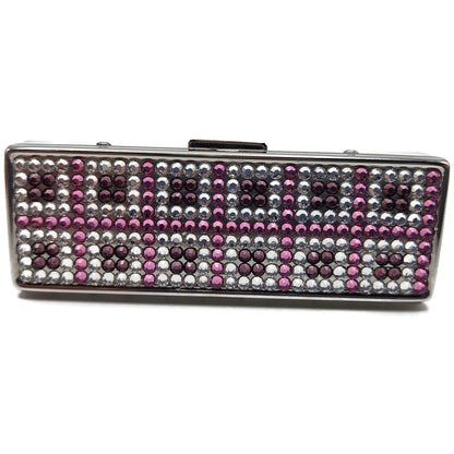 Judith Leiber Lipstick Case Pink Swarovski Crystals Silver Tone with Dust Bag
