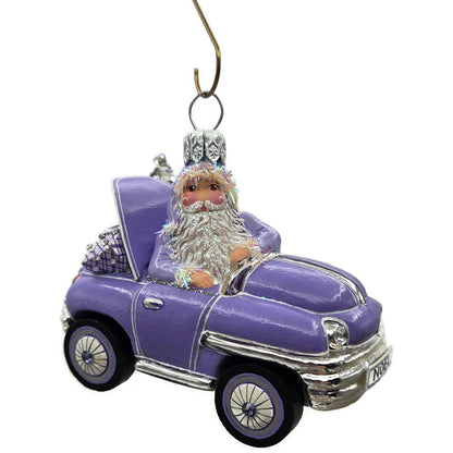 Patricia Breen En Route Santa Claus Car Lavender Purple Christmas Ornament CATZ