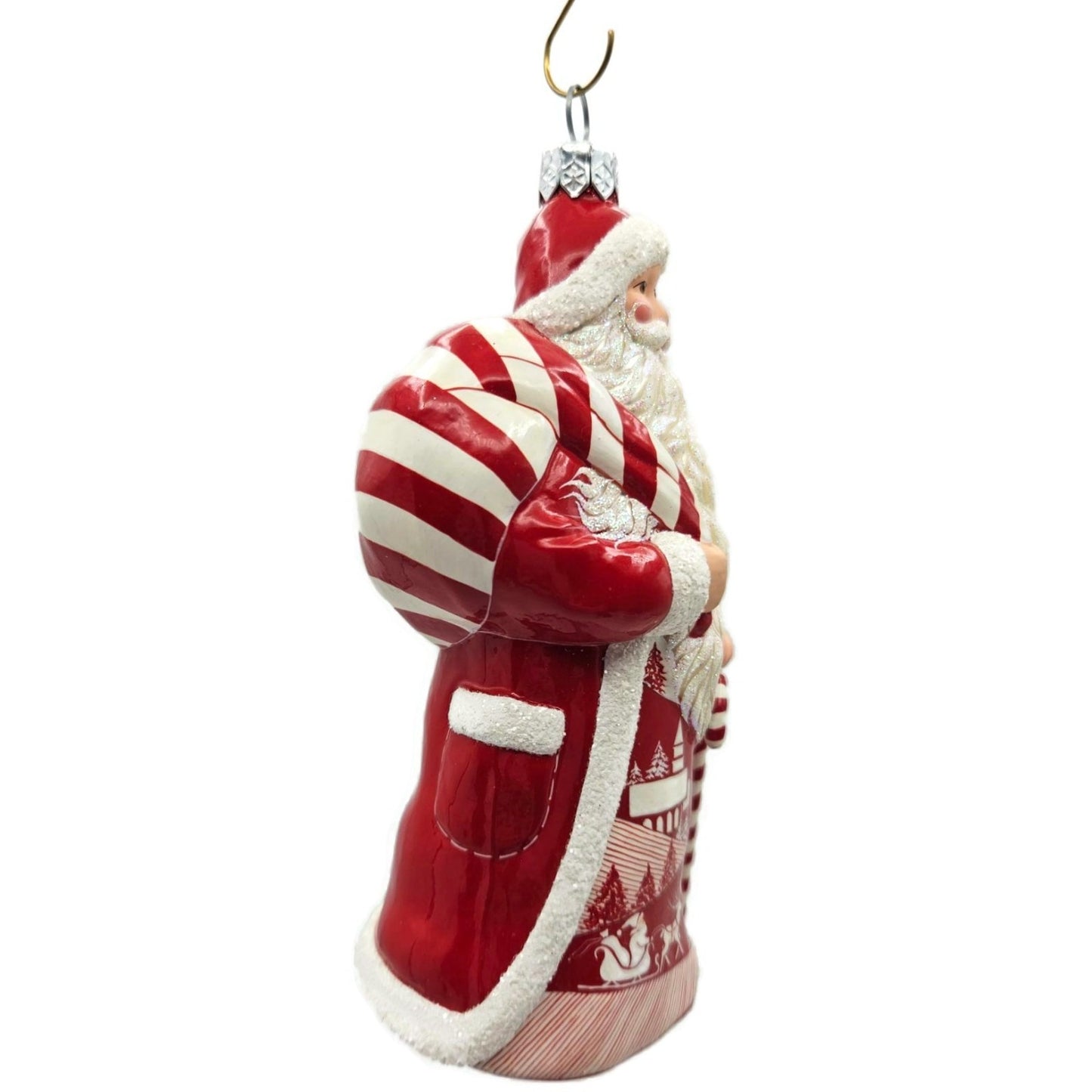 Patricia Breen Joyeux Noel Henri Red White Peppermint Stripe Christmas Ornament