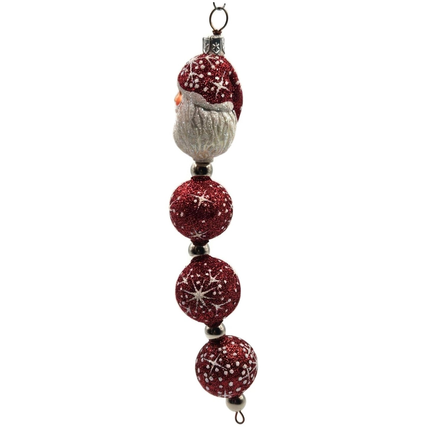 Patricia Breen Santa Claus Kinetic Icicle Red Snowflakes Christmas Tree Ornament