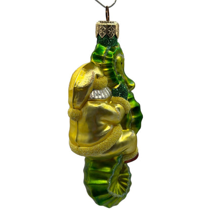 Patricia Breen Hi Ho Santa Yellow Green Seahorse Nautical Christmas Ornament