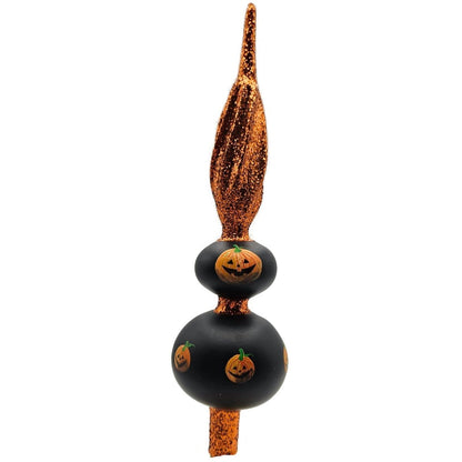 Patricia Breen Miniature Halloween Finial Black Orange Jack-o-Lantern Topper
