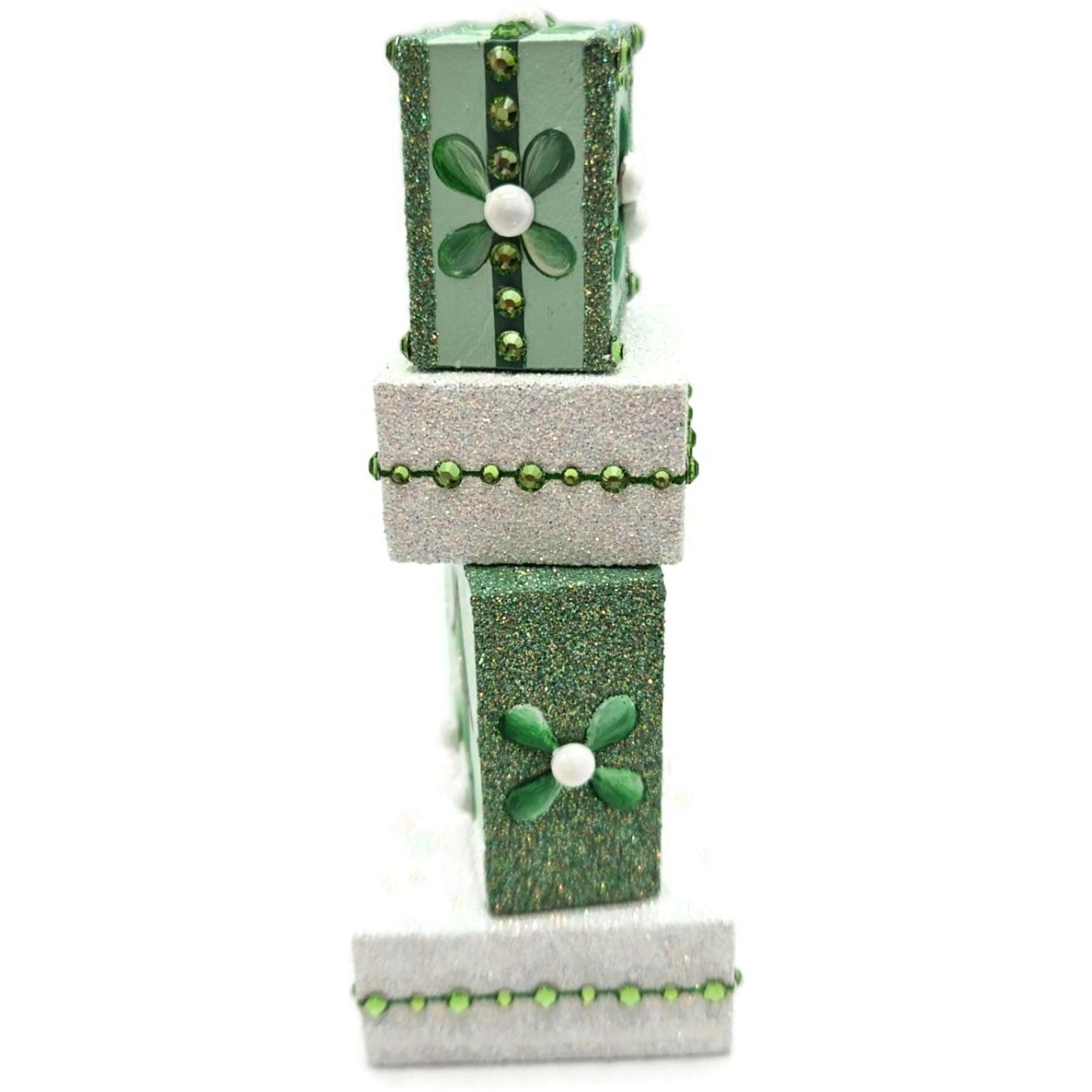 Patricia Breen Presenting Mistletoe Reindeer Green Christmas Ornament Blocks HCB