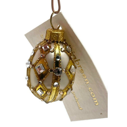 Patricia Breen Miniature Egg Henri Gold Crystals Easter Christmas Tree Ornament