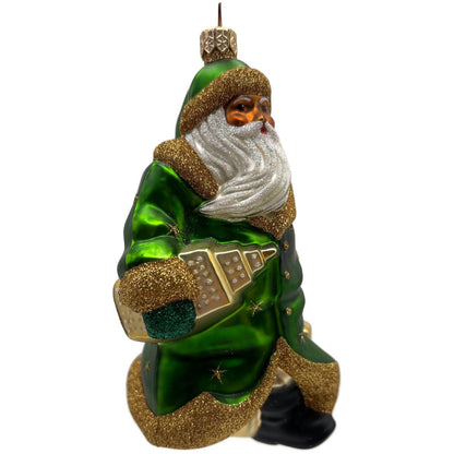 Patricia Breen City Santa Claus Green Ethnic Gold Stars Christmas Tree Ornament