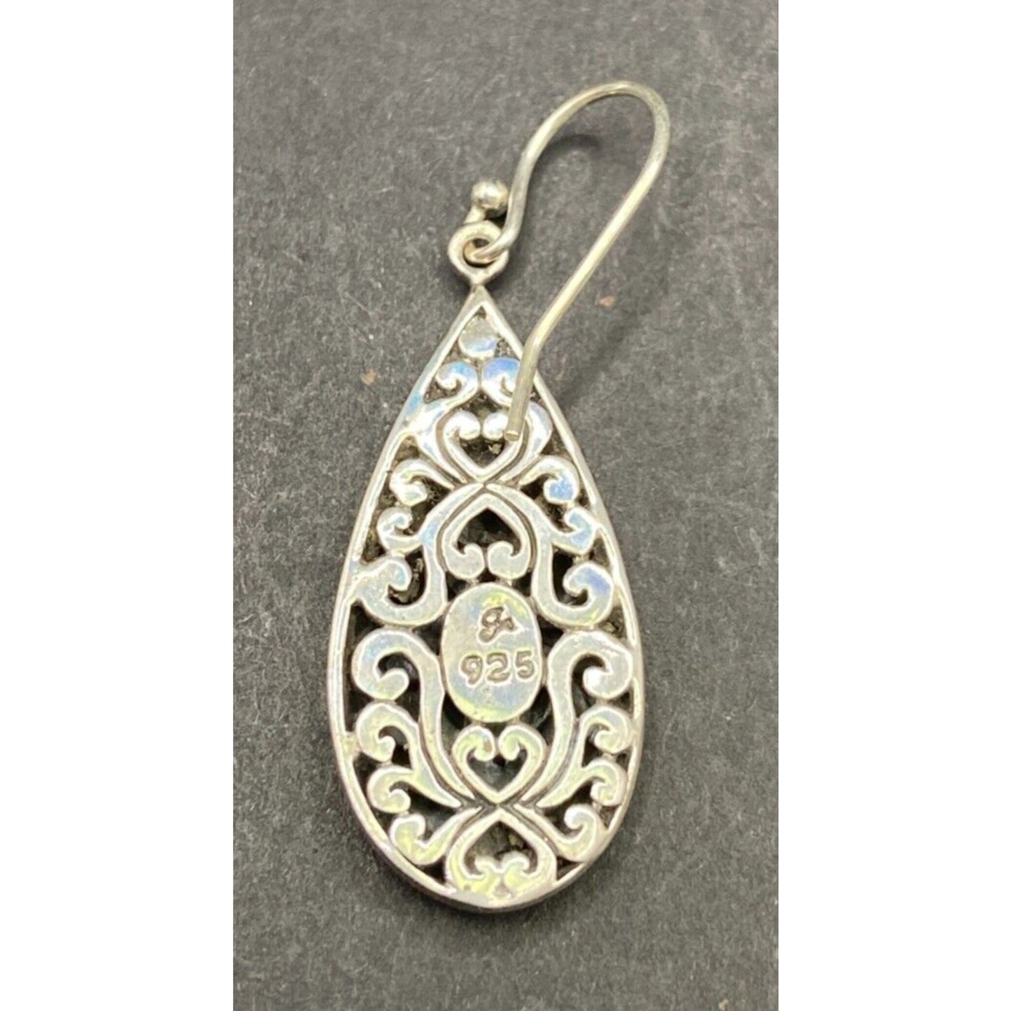 Samuel B Teardrop Shape Dangle Hook Earrings 925 Sterling Silver Filigree NWT