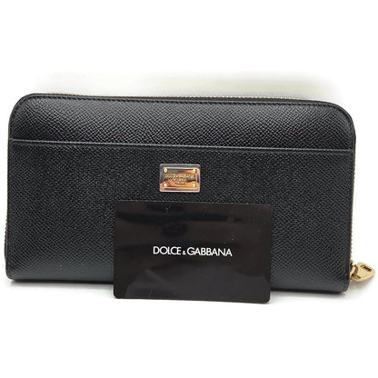 Dolce & Gabbana Black Leather Gold Zip Around Wallet Nutcracker King Stars Royal