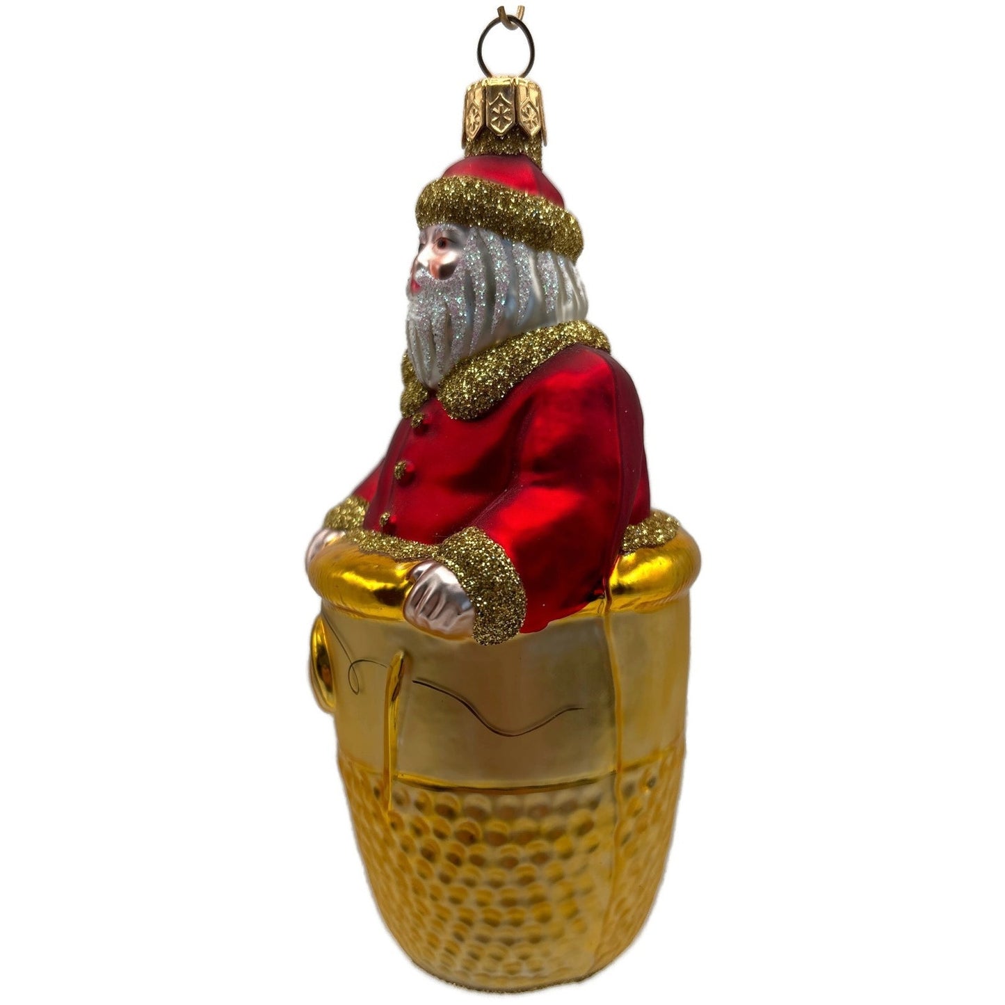 Patricia Breen Thimble Santa Glittered Sewing Seamstress Christmas Ornament