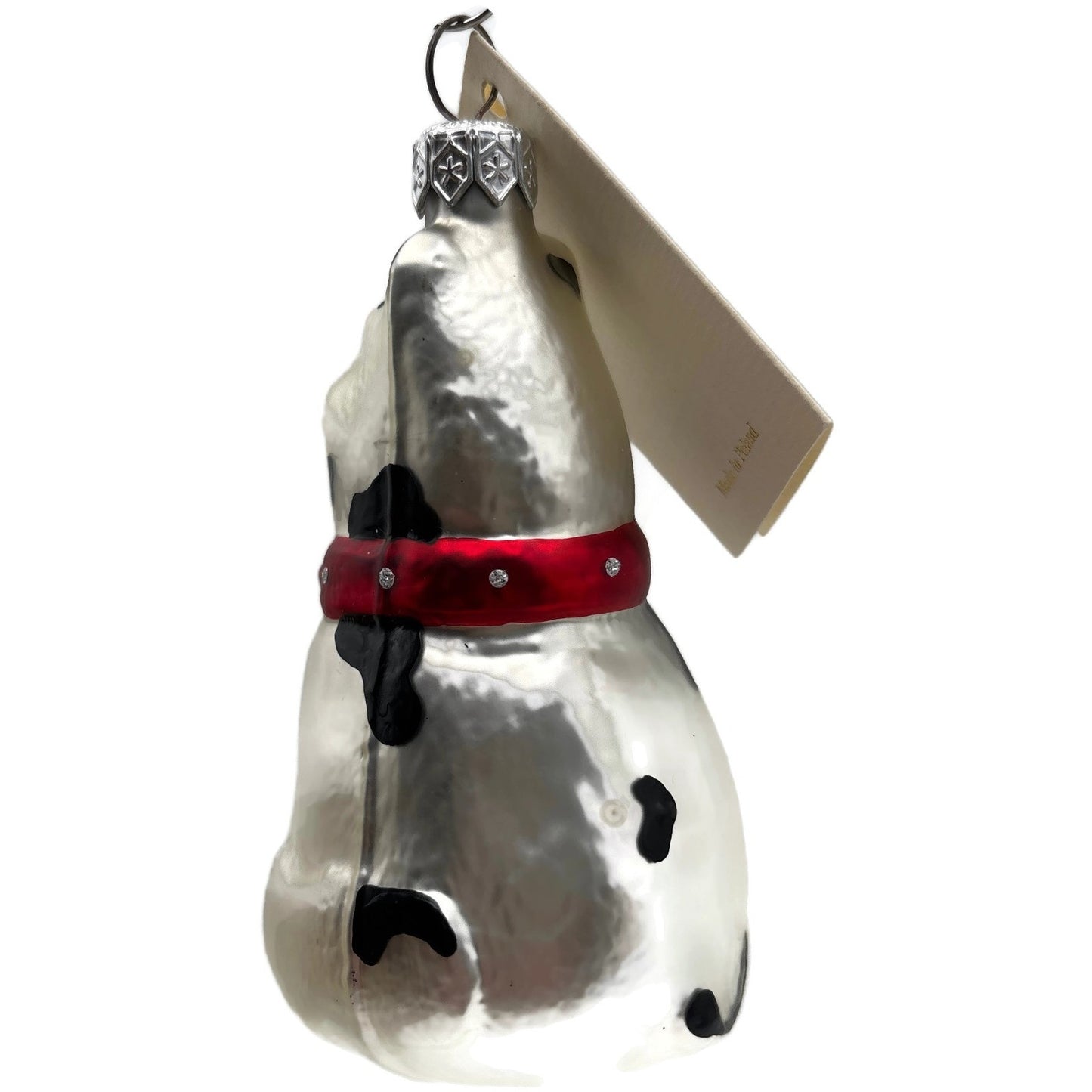 Patricia Breen Laughing Dog Sitting Pearl White Animal Christmas Tree Ornament