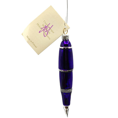 Patricia Breen Pen Purple with Silver Glittered Christmas Holiday Ornament 2400