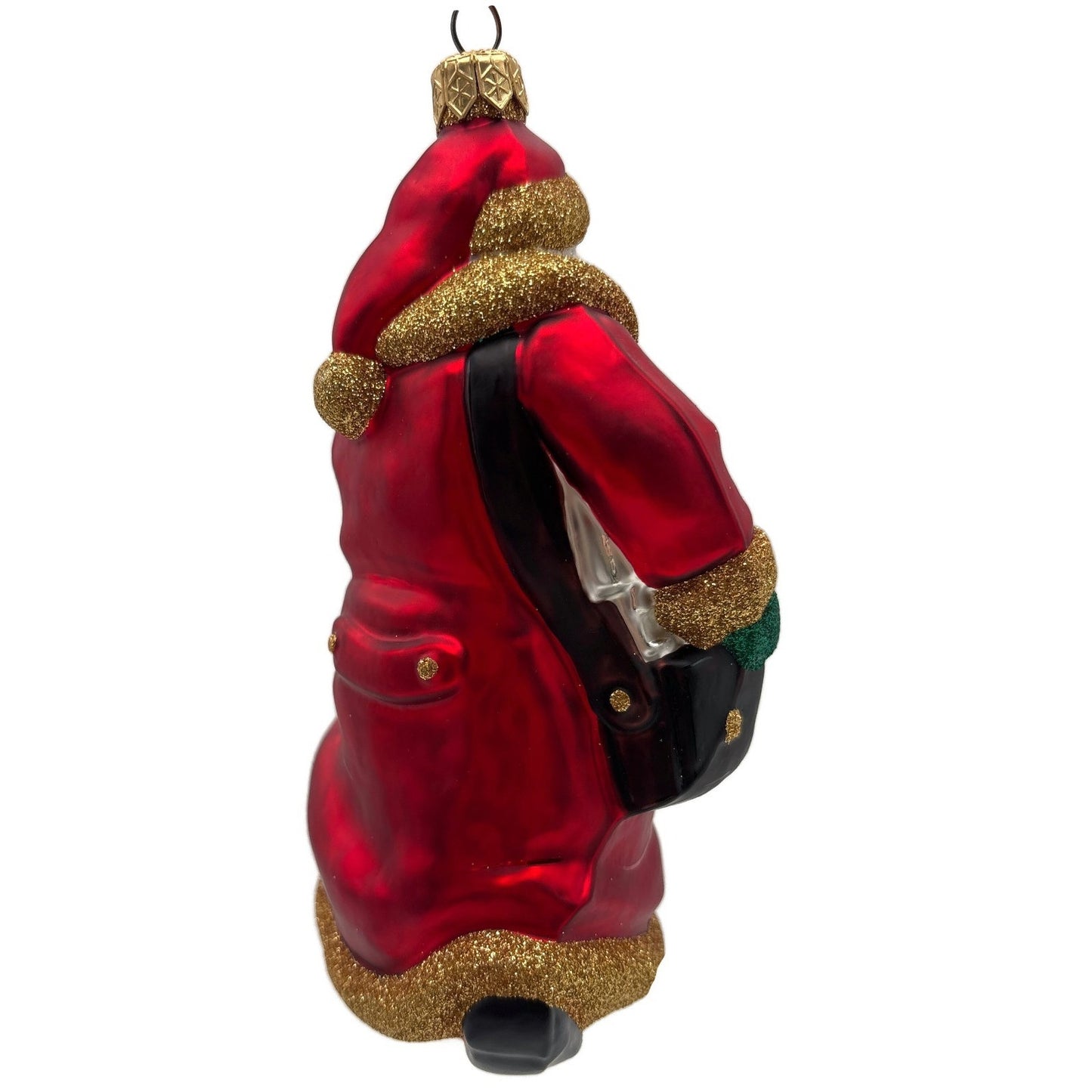 Patricia Breen Through The Rain and Snow Red Matte Santa Christmas Tree Ornament