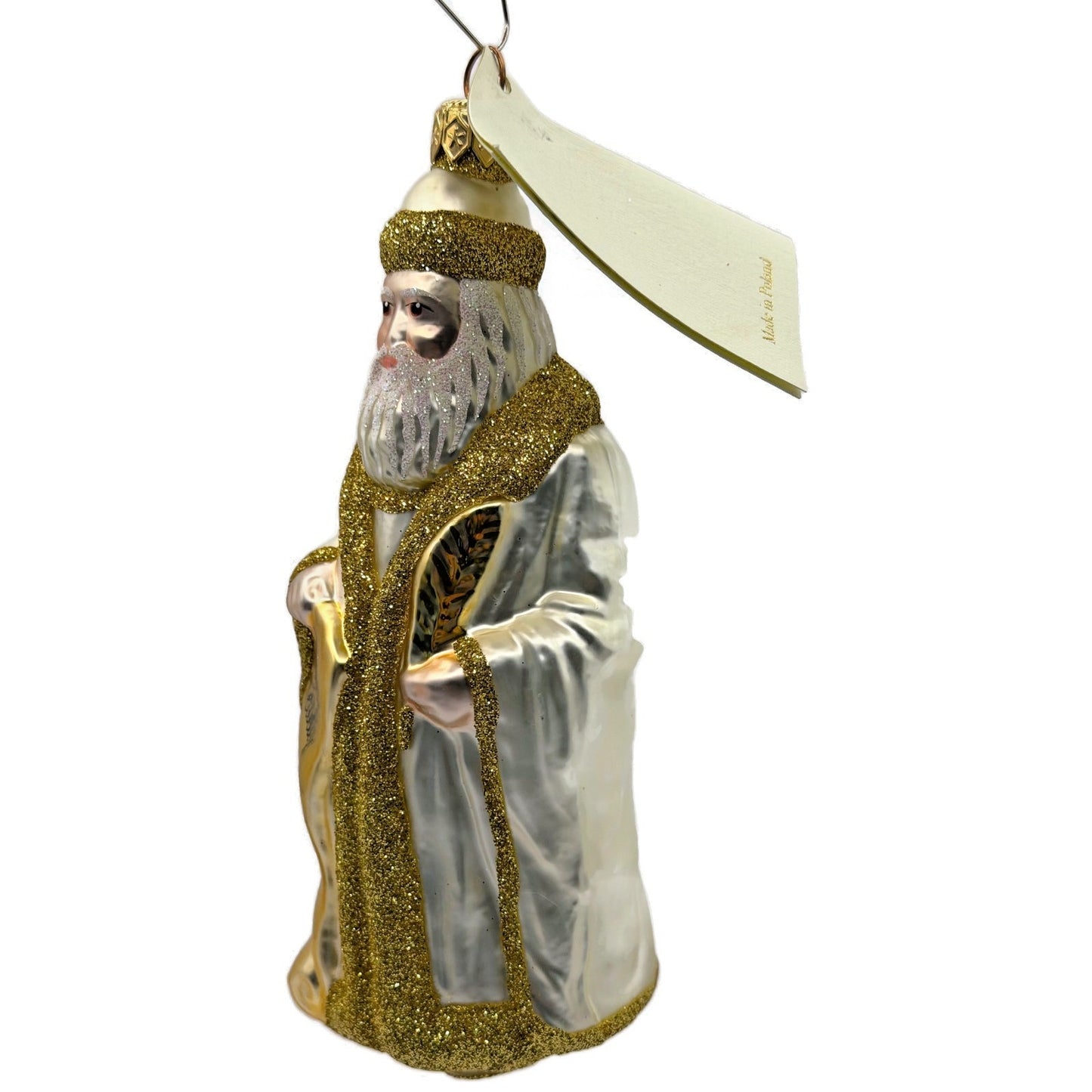 Patricia Breen Making His List Pearl Gold Santa Claus Christmas Tree Ornament