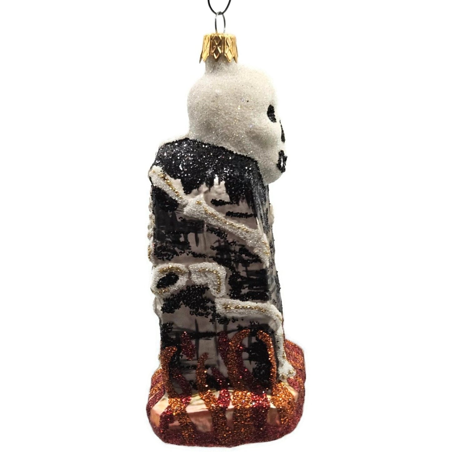 Larry Fraga Graveyard Marker Skeleton Glass Halloween Christmas Ornament 5961