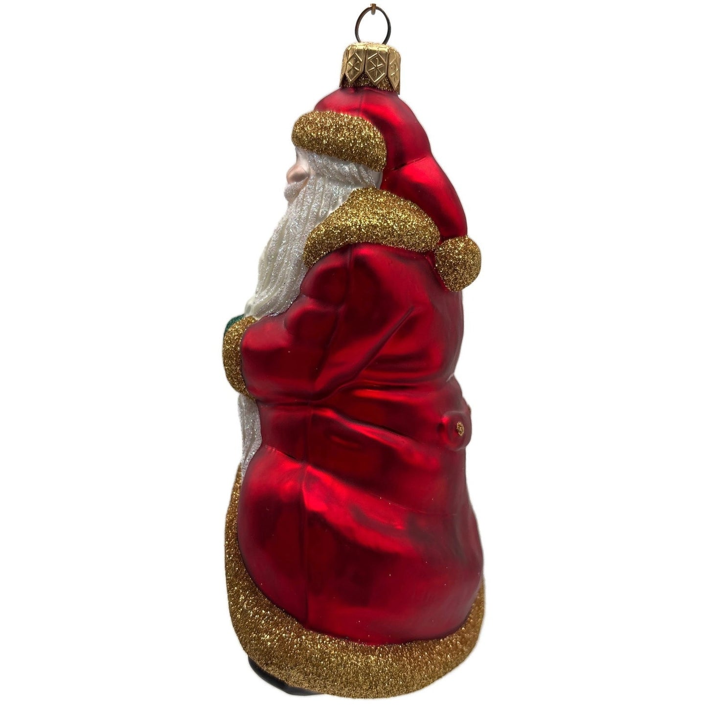 Patricia Breen Through The Rain and Snow Red Matte Santa Christmas Tree Ornament