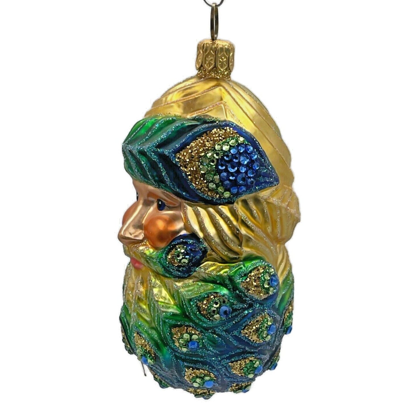 Patricia Breen Henrys Santa Claus Head Peacock Christmas Holiday Ornament