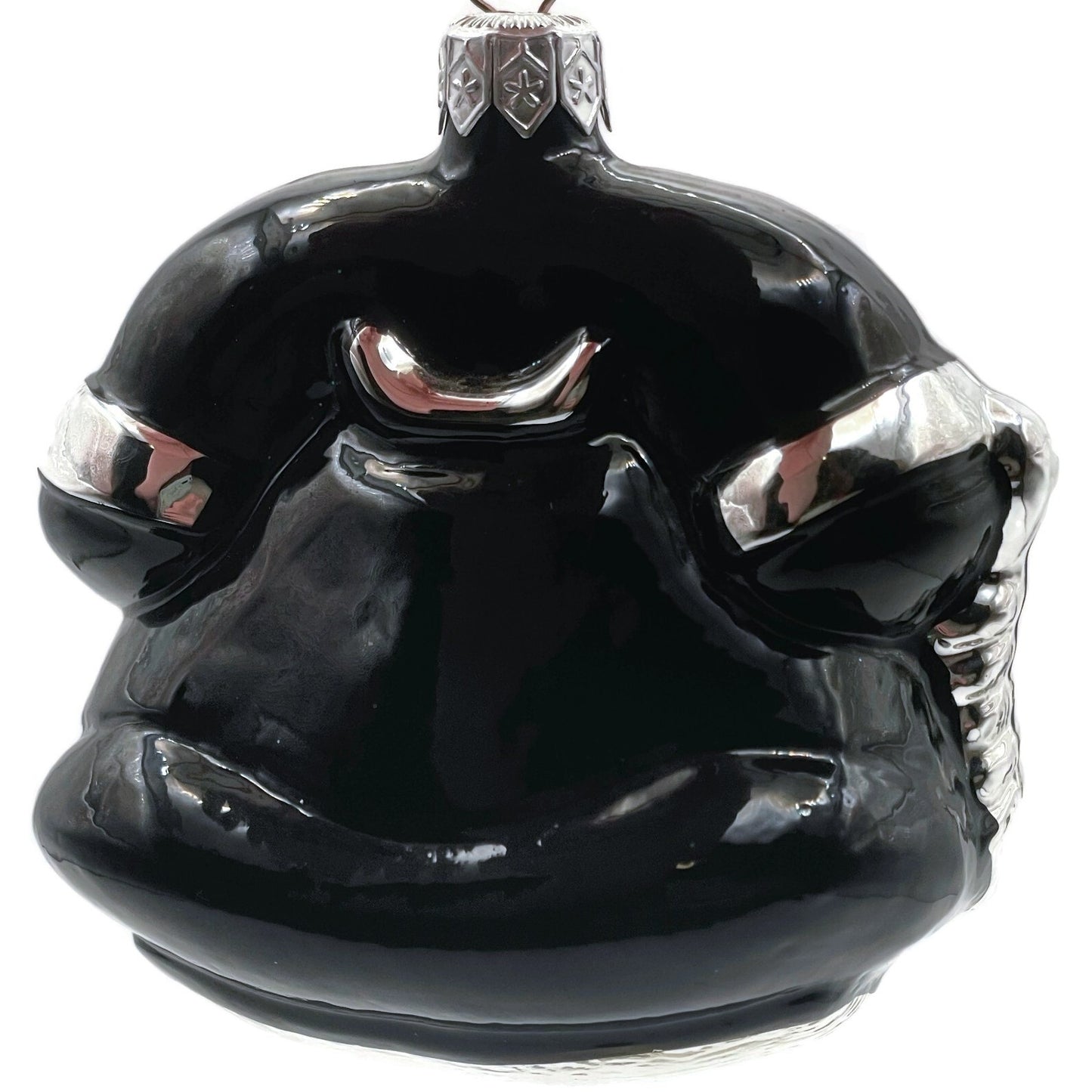Patricia Breen Fine Phone Black Silver Trim Shiny Telephone Christmas Ornament
