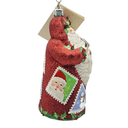 Patricia Breen Evans Santa Claus Noel Red Stamp Holly Snowman Christmas Ornament