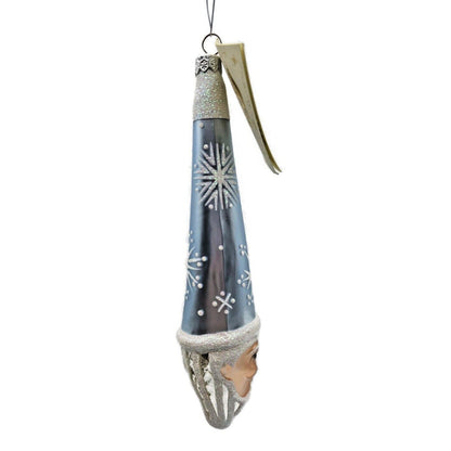 Patricia Breen Winter Wizard Ice Blue Santa Head Snowflakes Christmas Ornament