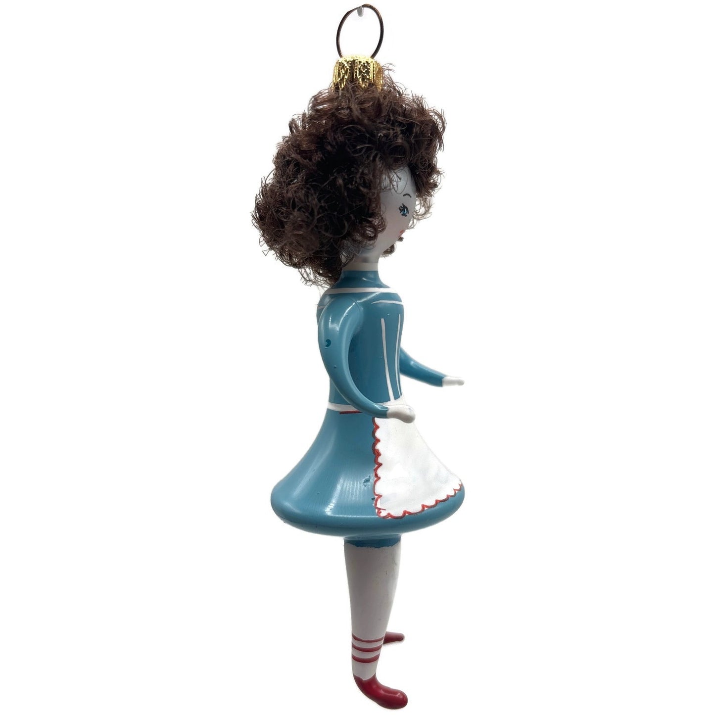 Soffieria De Carlini Maid White Blue Outfit Glass Italian Christmas Ornament