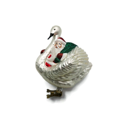 Patricia Breen Swan Boat Santa Claus Red Gold Trim Clip On Christmas Ornament