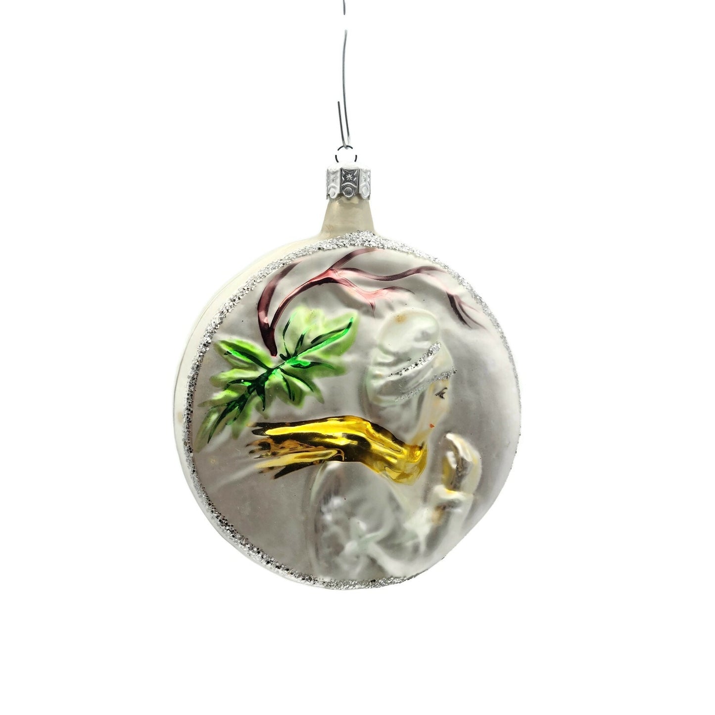 Christopher Radko Early Winter Medallion Silver Christmas Tree Ornament 90-024-0