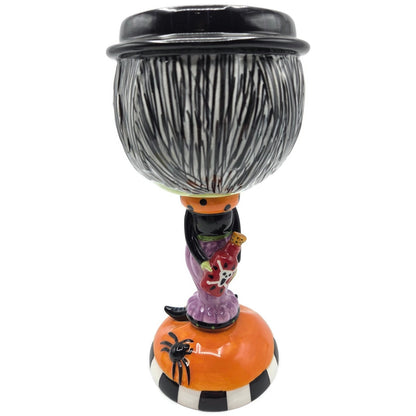 Department 56 Halloween Witch Google Eye Goblet Ceramic Candy Dish Party Decor