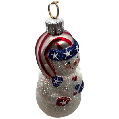 Patricia Breen Loving Snowman Patriotic Star Striped Christmas Tree Ornament