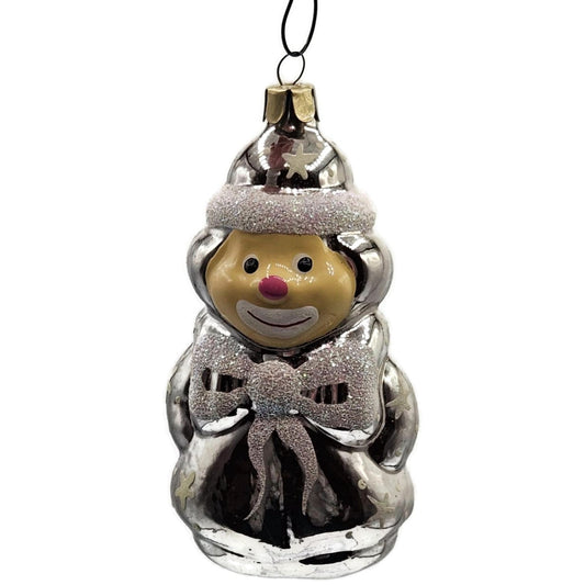 Russian Glass Circus Clown Silver Stars Polka Dot Christmas Tree Ornament