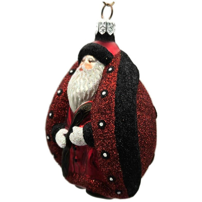 Patricia Breen Ladybug Santa Red Black Glittered Spring Christmas Tree Ornament