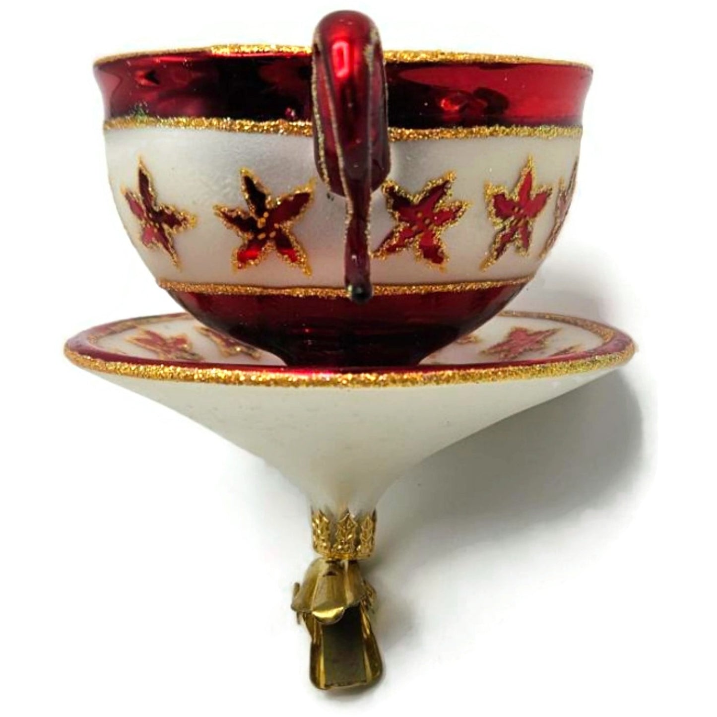 Christopher Radko Christmas Cups Poinsettia Red Teacup Clip On Ornament 3010532