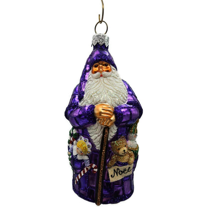 Patricia Breen Patchwork Santa Noel Purple Plaid Christmas Tree Ornament CATZ