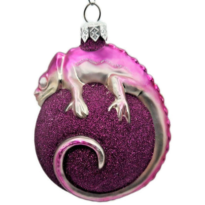 Patricia Breen Chameleon Fuchsia Glittered Christmas Tree Ornament Milaegers