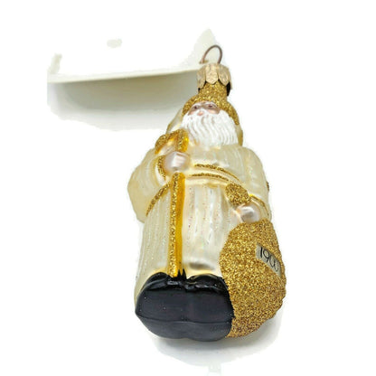Patricia Breen Miniature Millennium Santa Gold Christmas Ornament Neiman Marcus