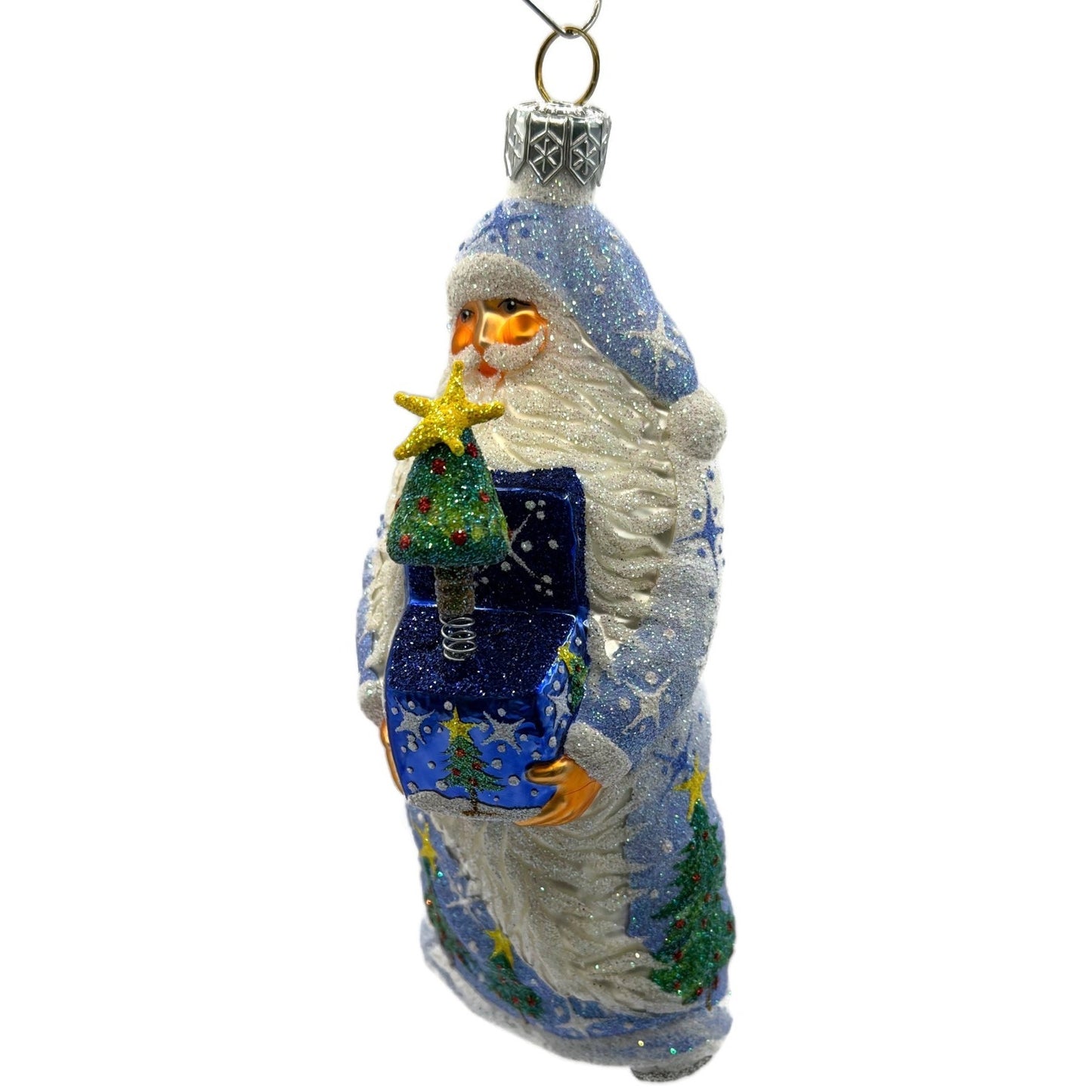 Patricia Breen Jack In The Box Santa Blue Snowflakes Christmas Tree Ornament NM