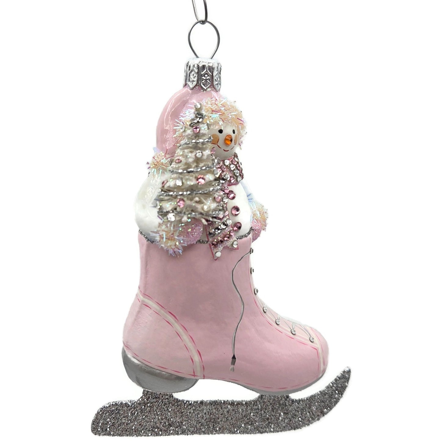 Patricia Breen To The Pond Pink White Silver Snowman Christmas Ornament CATZ