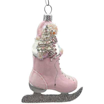 Patricia Breen To The Pond Pink White Silver Snowman Christmas Ornament CATZ