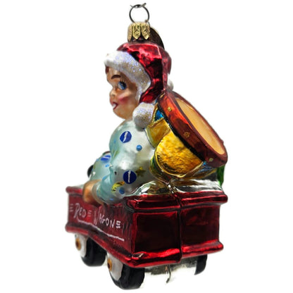Christopher Radko Red Wagon Rider Gifts Boy Christmas Tree Ornament 00-155-0