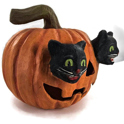 Bethany Lowe Halloween Cat Eyes Jack O Lantern Pumpkin Spooky Folk Art Rare