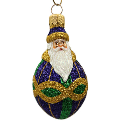 Patricia Breen Miniature Faberge Santa Claus Plaid Purple Christmas Ornament