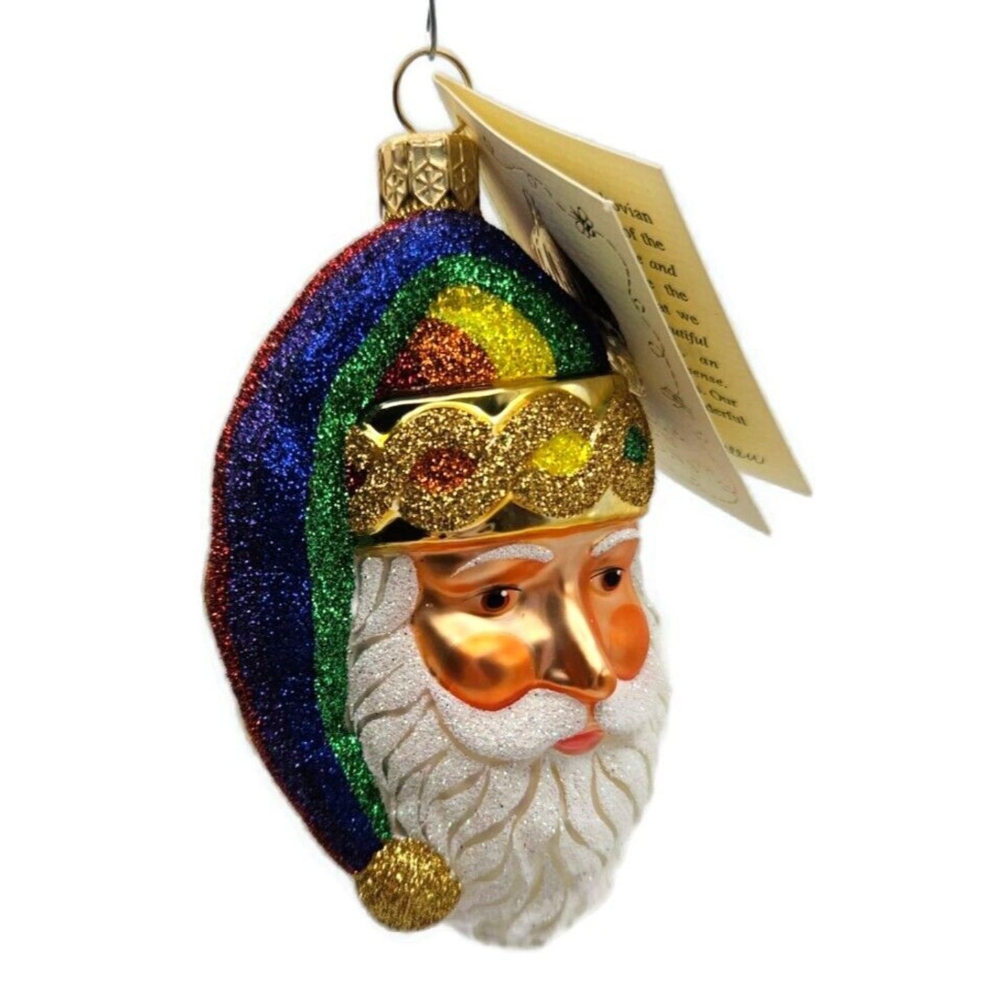 Patricia Breen Sparkle Plenty Rainbow Santa Claus Head Christmas Tree Ornament