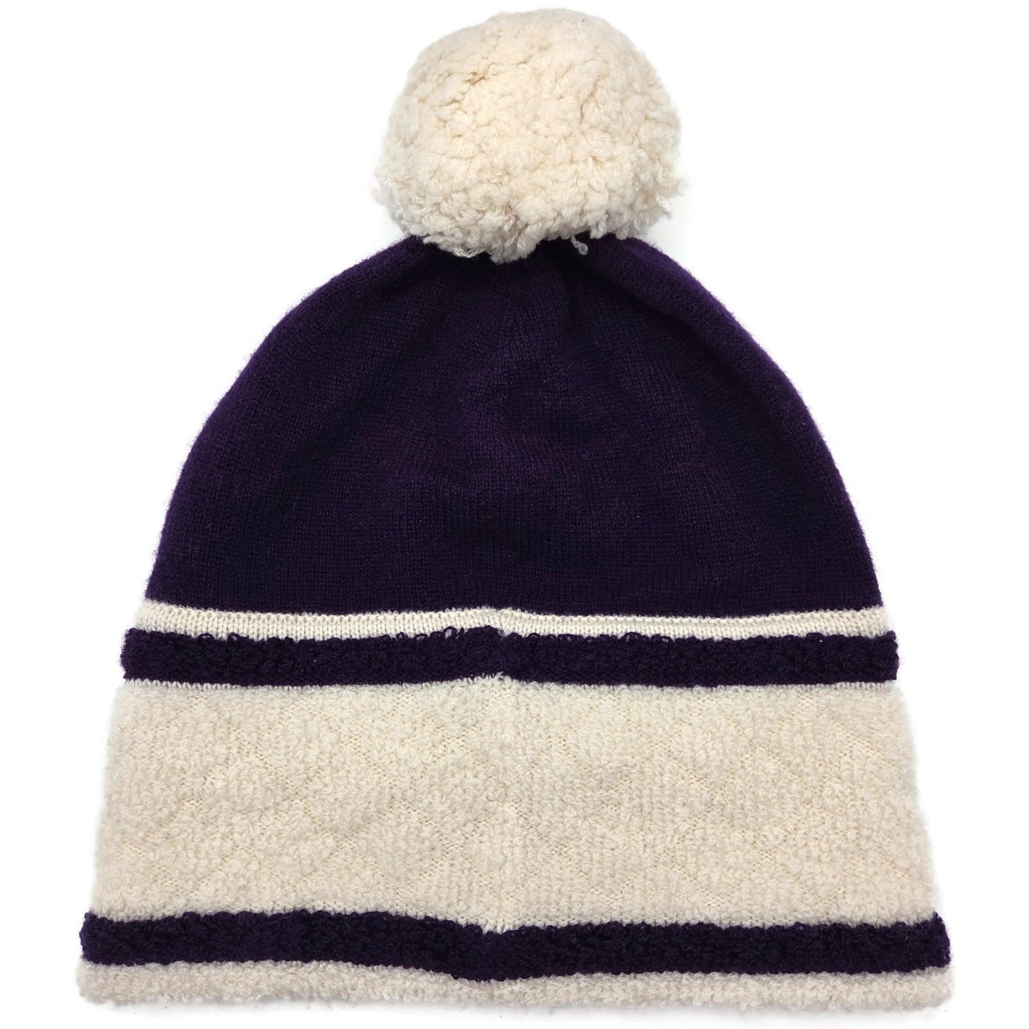 Chanel CC Logo Cashmere Beanie Hat Purple White Pom Pom Great Britain Rare