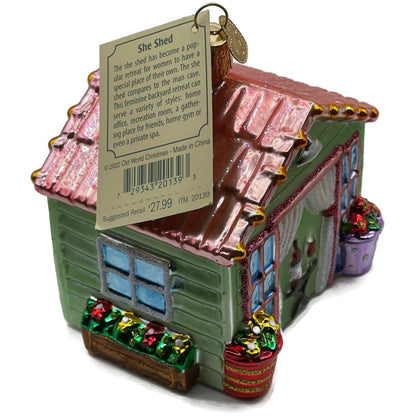She Shed Ornament Old World Christmas Garden Yard Blown Glass Christmas Tree OWC
