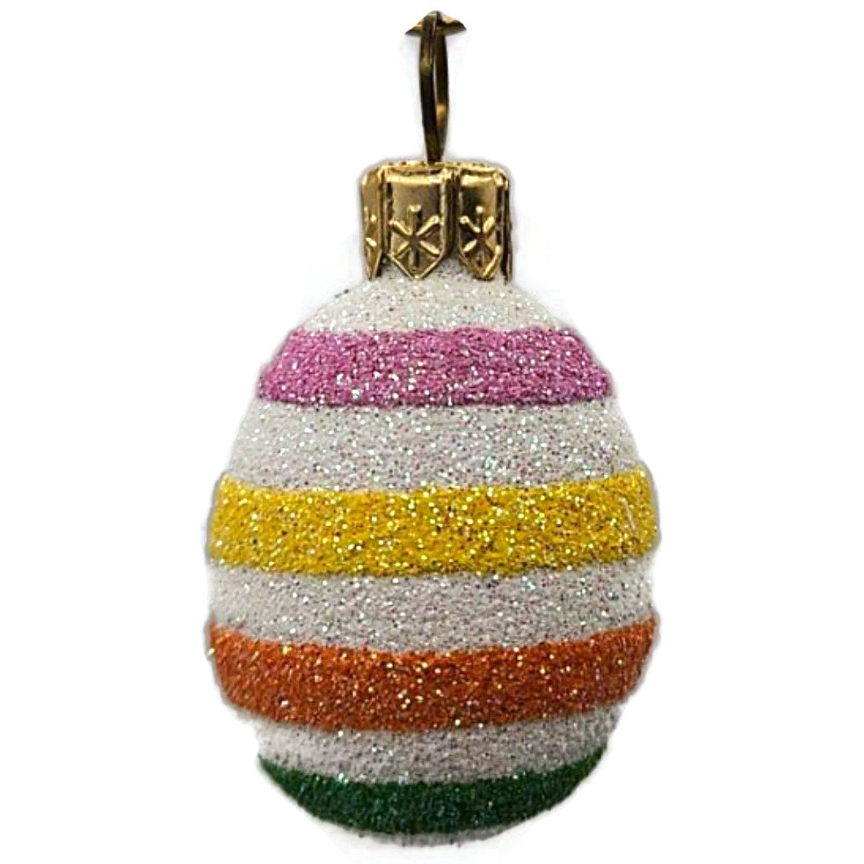 Patricia Breen Miniature Egg Spring Stripes Glass Easter Christmas Ornament 2629