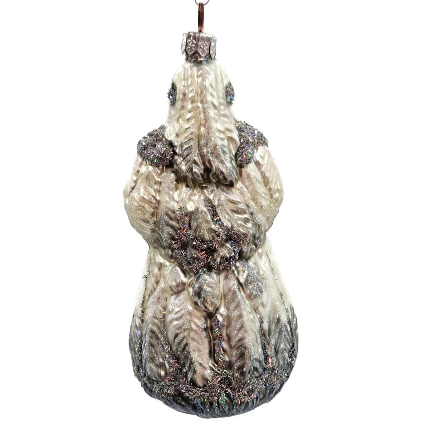 Patricia Breen Plumed Santa Claus Platinum Peacock Christmas Tree Ornament
