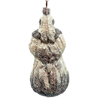 Patricia Breen Plumed Santa Claus Platinum Peacock Christmas Tree Ornament